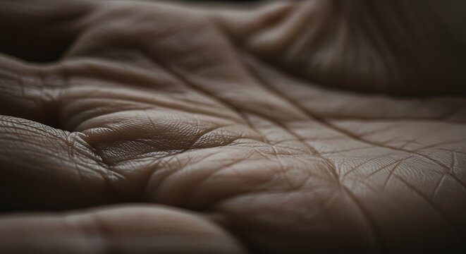 Close-up of palm with detailed lines