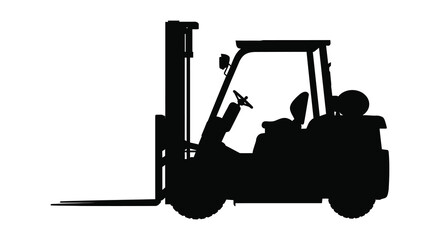 a silhouette of an industrial forklift truck parked