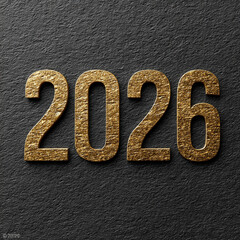 Golden textured numbers 2026 on dark textured background
