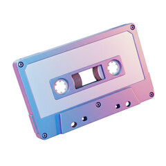 Obraz premium Iridescent Cassette Tape 3d rendered, isolated on white or transparent background. PNG