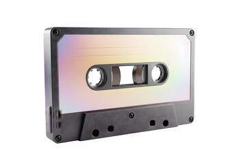 Obraz premium Iridescent Cassette Tape 3d rendered, isolated on white or transparent background. PNG