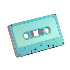Fototapeta premium Iridescent Cassette Tape 3d rendered, isolated on white or transparent background. PNG