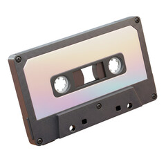 Obraz premium Iridescent Cassette Tape 3d rendered, isolated on white or transparent background. PNG