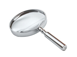 A chrome magnifying glass, angled