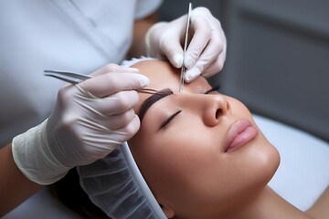 Professional Eyebrow Shaping and Tweezing Service Offered by a Skilled Beautician for Perfect Arch Definition