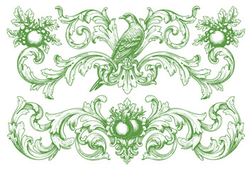 Vintage Baroque Victorian frame border flower pattern vector floral engraved scroll ornament leaf retro decorative design. filigree calligraphic heraldic shield swirl