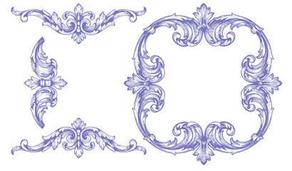 Vintage Baroque Victorian frame border flower pattern vector floral engraved scroll ornament leaf retro decorative design. filigree calligraphic heraldic shield swirl