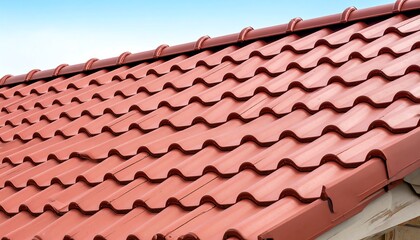 Red tiled roof against blue sky