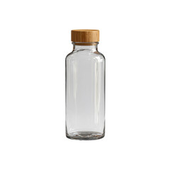 Empty Glass Bottle with Bamboo Lid - Mockup for Branding