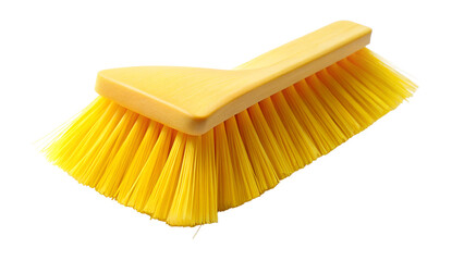 Yellow brush isolated on transparent background, a versatile cleaning tool for various surfaces, ensuring efficient and effective dirt removal with its durable bristles