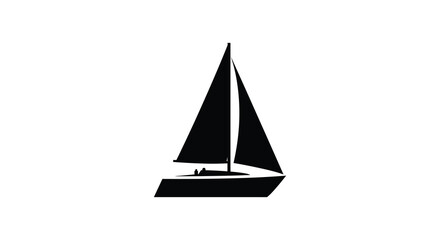 a sleek black sailboat silhouette against white background