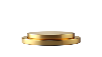 Elegant golden podium isolated on transparent background, ideal for showcasing luxury products and awards, offering a touch of sophistication and exclusivity