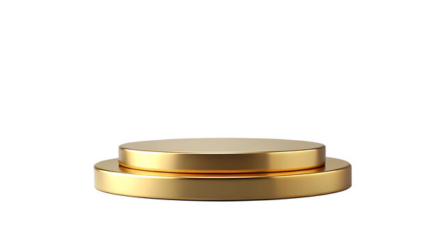 Elegant golden podium isolated on transparent background, ideal for showcasing luxury products and awards, offering a touch of sophistication and exclusivity