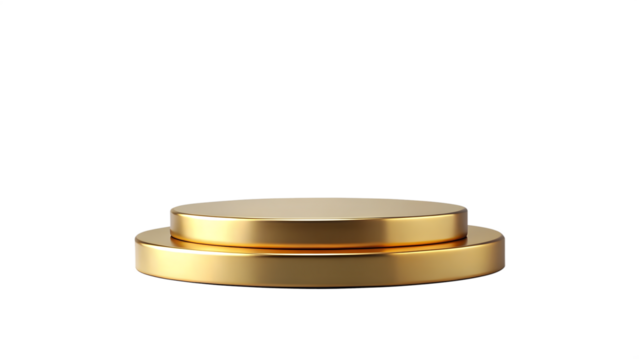 Elegant golden podium isolated on transparent background, ideal for showcasing luxury products and awards, offering a touch of sophistication and exclusivity