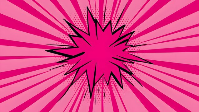 Pink Comic Pop Art Burst Explosion Background Design - Powered by Adobe