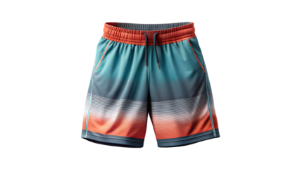 Stylish and sporty swim trunks isolated on transparent background, perfect for a day at the beach or pool with a unique design