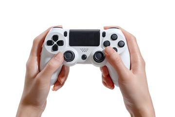Hands holding a white video game controller (1)