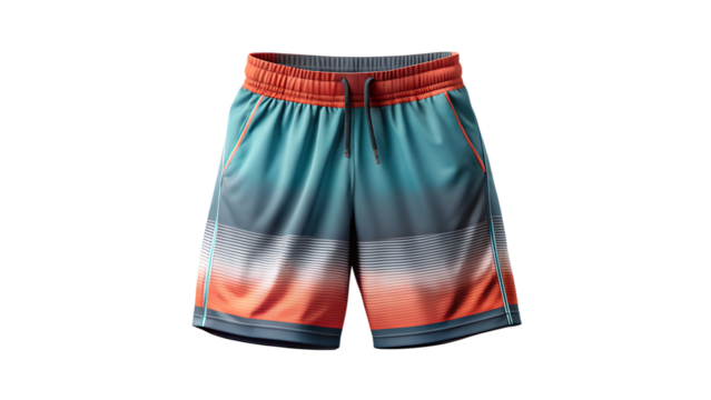 Stylish and sporty swim trunks isolated on transparent background, perfect for a day at the beach or pool with a unique design