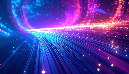 Abstract digital pathway.  Dynamic light streaks