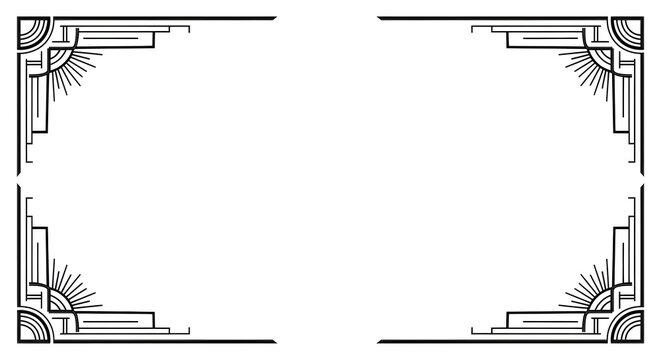 Elegant Art Deco border design adds vintage flair to invitations, certificates, and formal documents.