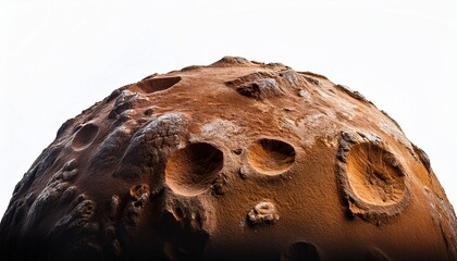 close up of a rocky planet surface on white background
