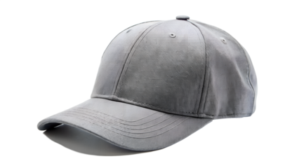 Gray baseball cap isolated on transparent background, a stylish accessory for sports and casual wear, offering sun protection and a trendy look