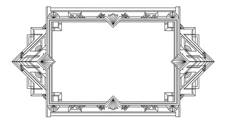 Elegant Art Deco frame design with geometric patterns and fan motifs for stylish invitations