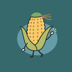 A corn cob with arms waving.