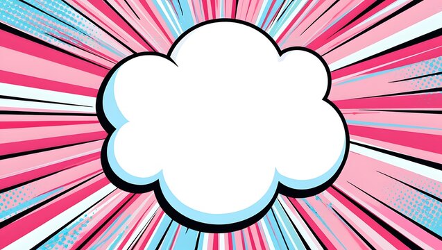 Pop Art Comic Speech Bubble Burst Background Pink Blue