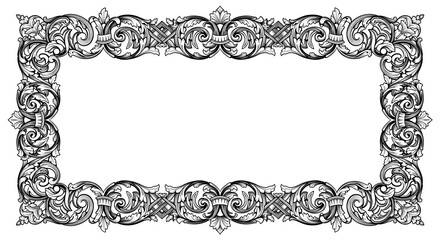 Elegant ornate vintage scrollwork frame for invitations or decorative borders