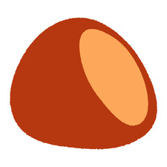 Fototapeta premium Chestnut fruit, nut, shelled, traditional Chuseok food, isolated on transparent. Hand drawn flat vector illustration. Korean Mid Autumn Festival design element, holiday clip art