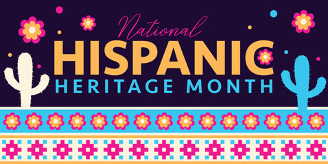 Hispanic heritage month. Vector web banner, poster, card for social media, networks. Greeting with national Hispanic heritage month text