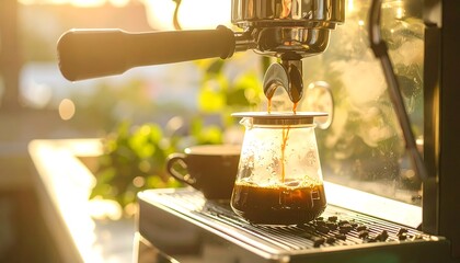 Coffee brewing in sunlight