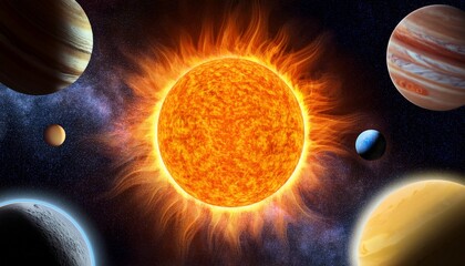 a close up of the sun and planets in the solar system