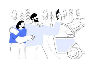 Road trip selfie isolated cartoon vector illustrations.