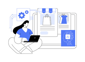 Obraz na płótnie Canvas AI-Powered E-commerce Personalization abstract concept vector illustration.