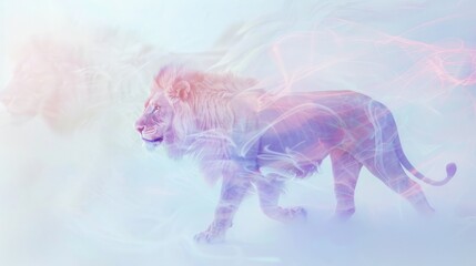 Lion in pastel smoke image