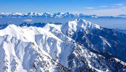 Snowy mountain range panorama (2)