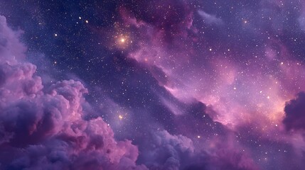 Iridescent Nebula Over Soft Clouds, Calm Cosmic Background for Wellness, Meditation and Inspirational Quotes.Generative AI