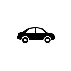 Simple black car icon silhouette for web and mobile apps. Vector graphic of a sedan automobile for transportation and travel concepts on a white background