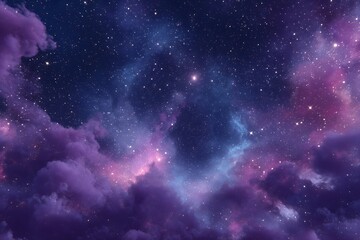Obraz premium Dreamy Pastel Galaxy Sky Background, Starry Night Clouds and Aurora Gradient, Soft Fantasy Texture.Generative AI