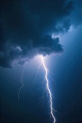 Fototapeta premium Dramatic dark cloudscape with intense lightning illuminating the stormy sky, heavy rain, powerful nature, weather phenomenon , heavy rain, atmospheric phenomenon, thunderstorm