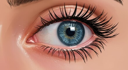 Stunning Blue Eye Close Up - A captivating close-up shot of a beautiful blue eye with long eyelashes. Perfect for beauty, vision, and health-related projects