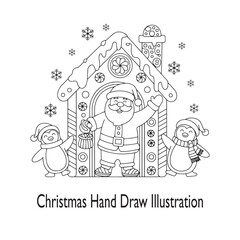 Christmas Santa House Decoration Illustration