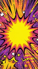 Vibrant Comic Book Explosion Background - A dynamic comic book explosion background with bright colors and stars, perfect for adding energy and excitement to your designs