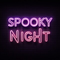 Obraz premium Spooky night neon glowing sign