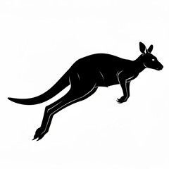 Obraz premium Silhouette of a kangaroo in mid leap with its powerful tail extended for balance against a white background created with generative ai