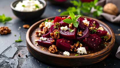 Beet salad with feta and walnuts