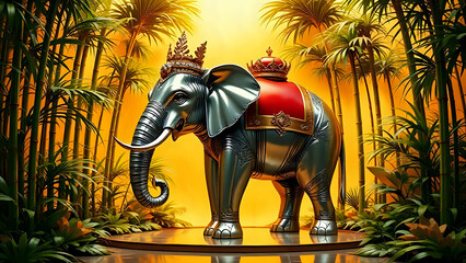 Elephant on a golden background 