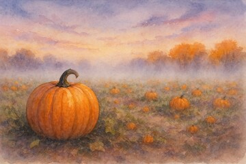 Foggy Morning in the Pumpkin Patch